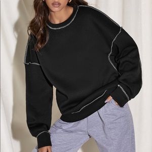 Contrast Stitch Drop Shoulder Sweatshirt
